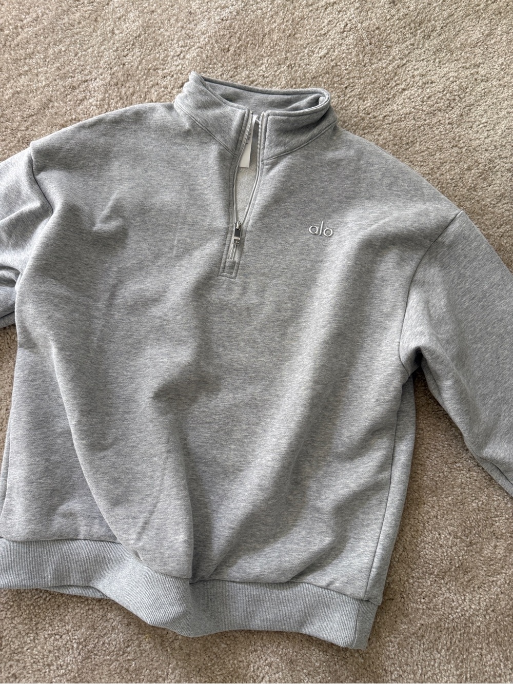 ALO Yoga Light Heather Gray Half-Zip Pullover